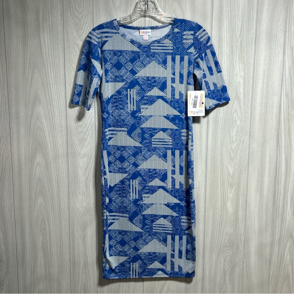 LuLaRoe NWT Blue And White Julia Dress Size XXS